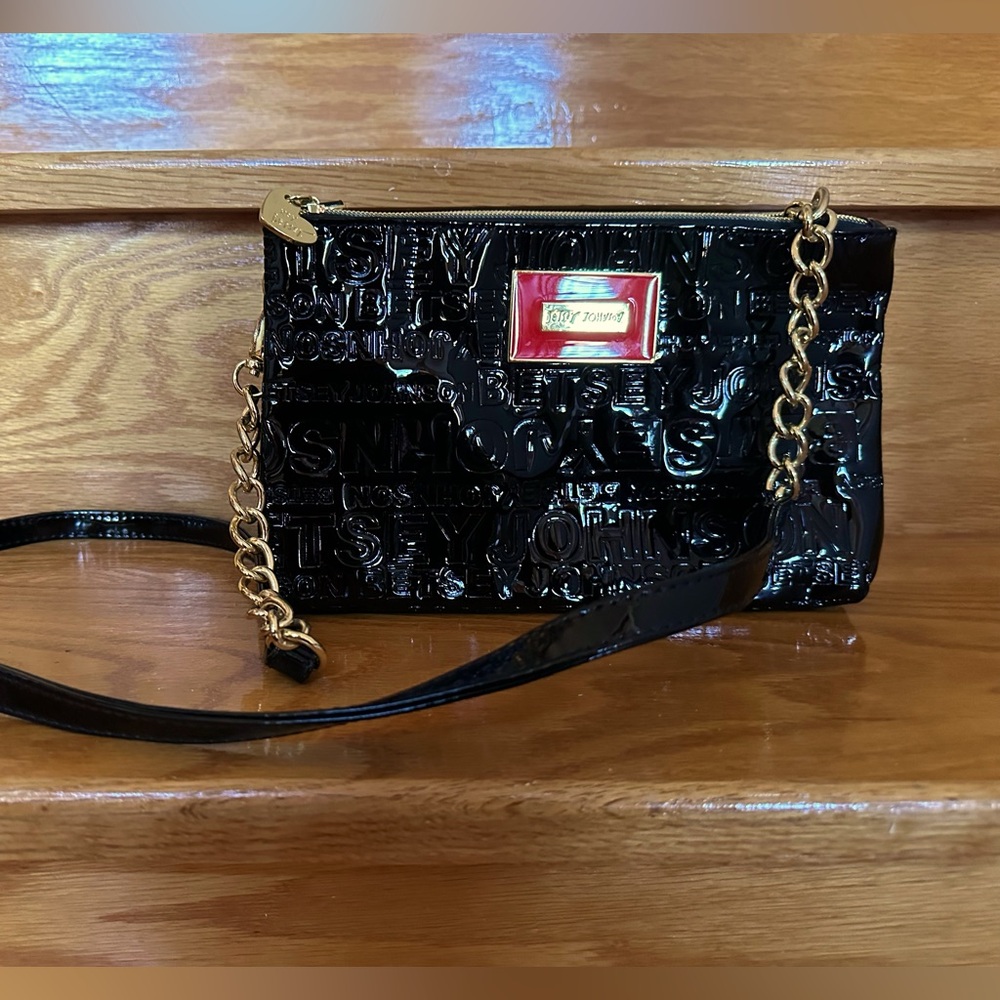 Black Patent Betsy Johnson Shoulder Bag